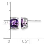 14k White Gold Amethyst Post Earrings - Image 4