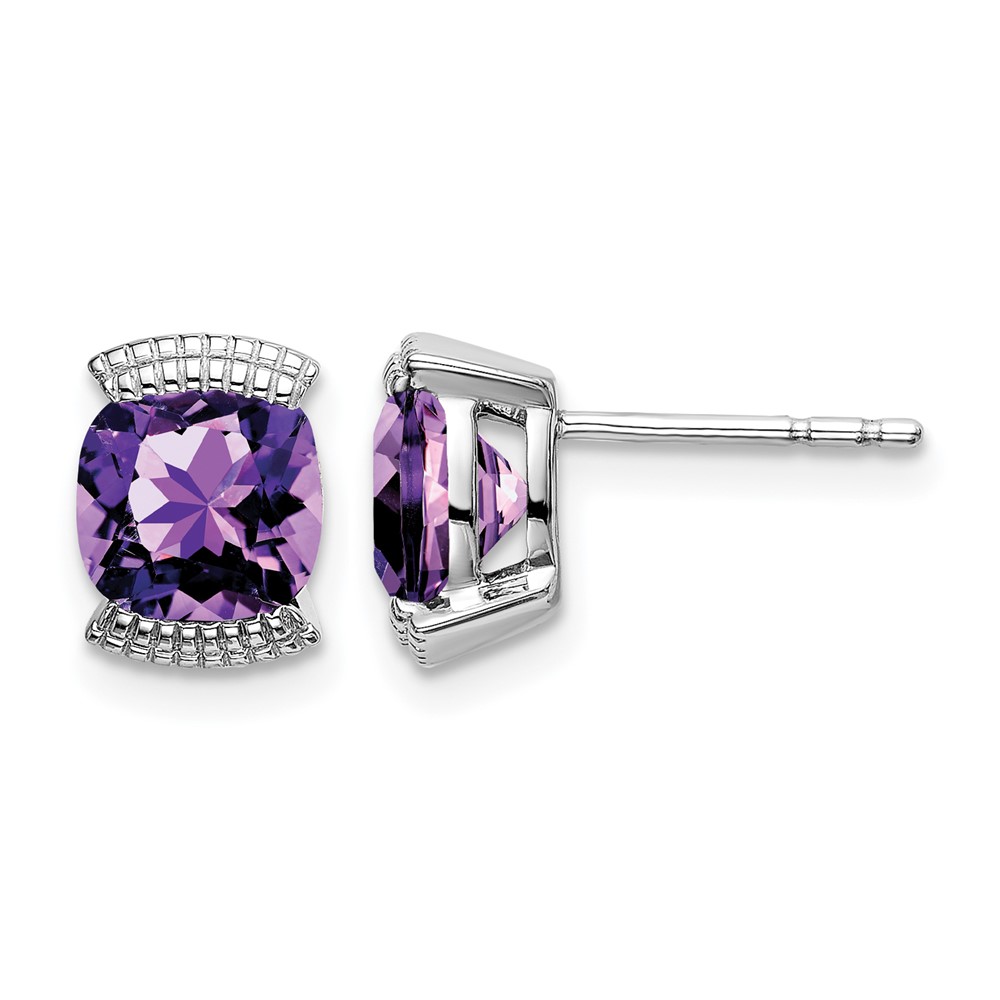 EM7080-AM-W.jpg 14k White Gold Amethyst Post Earrings - Image 1
