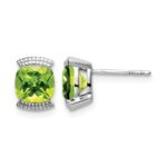14k White Gold Peridot Post Earrings