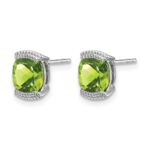 14k White Gold Peridot Post Earrings - Image 2