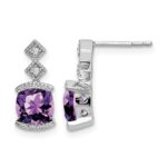 14k White Gold Amethyst and Diamond Earrings