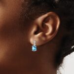 14k White Gold Blue Topaz and Diamond Earrings - Image 3