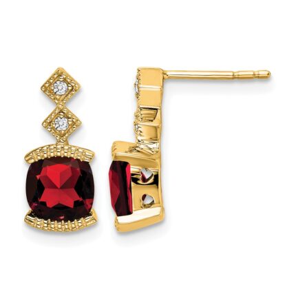 14k Garnet and Diamond Earrings