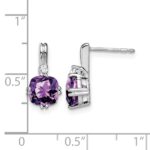 14k White Gold Cushion Amethyst and Diamond Earrings - Image 4