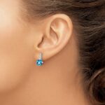 10k White Gold Cushion Blue Topaz and Diamond Earrings - Image 3