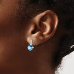 14k White Gold Cushion Blue Topaz and Diamond Earrings - Image 3