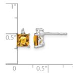 14k White Gold Princess Citrine and Diamond Earrings - Image 4