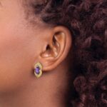 14k Amethyst and Diamond Post Earrings - Image 3