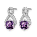 14k White Gold Amethyst and Diamond Earrings - Image 2