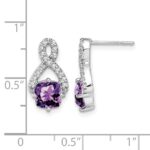 14k White Gold Amethyst and Diamond Earrings - Image 4