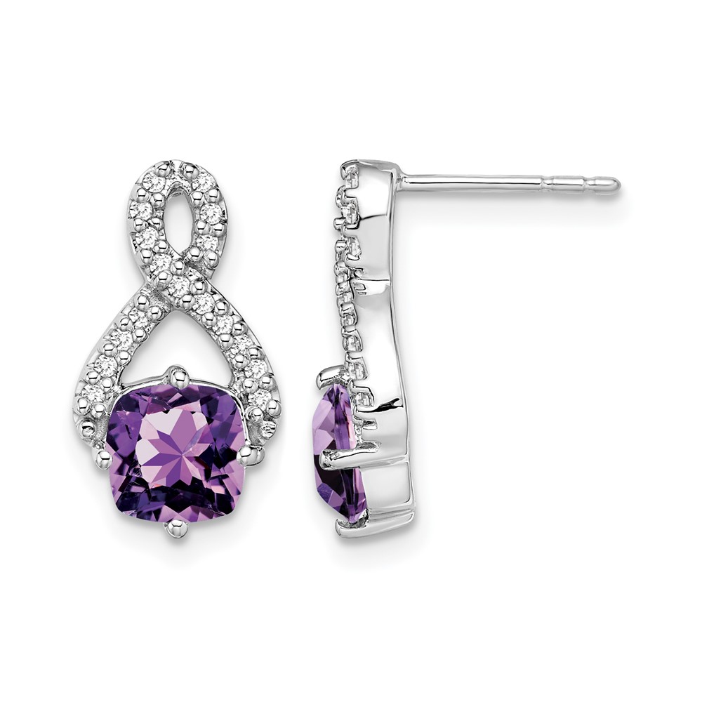 EM7089-AM-017-WA.jpg 14k White Gold Amethyst and Diamond Earrings - Image 1