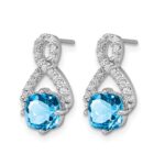 14k White Gold Blue Topaz and Diamond Earrings - Image 2