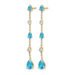 14k Blue Topaz and White Topaz Dangle Earrings - Image 2