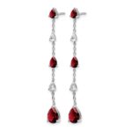 14k White Gold Garnet and White Topaz Dangle Earrings - Image 2