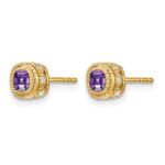 14k Cushion Amethyst and Diamond Earrings - Image 2