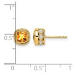 14k Cushion Citrine and Diamond Earrings - Image 4