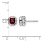 14k White Gold Cushion Garnet and Diamond Earrings - Image 4