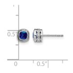 10k White Gold Cushion Sapphire and Diamond Earrings - Image 4