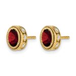 14k Oval Garnet and Diamond Earrings - Image 2