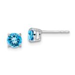 14k White Gold Round Blue Topaz Earrings