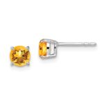 14k White Gold Round Citrine Earrings