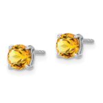 14k White Gold Round Citrine Earrings - Image 2