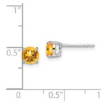 14k White Gold Round Citrine Earrings - Image 4