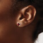 14k White Gold Round Garnet Earrings - Image 3