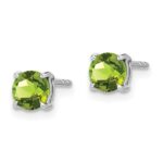 14k White Gold Round Peridot Earrings - Image 2