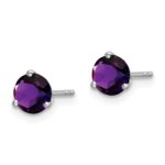 14k White Gold Round Amethyst Earrings - Image 2