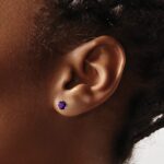 14k White Gold Round Amethyst Earrings - Image 3