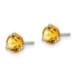 14k White Gold Round Citrine Earrings - Image 2