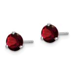 14k White Gold Round Garnet Earrings - Image 2