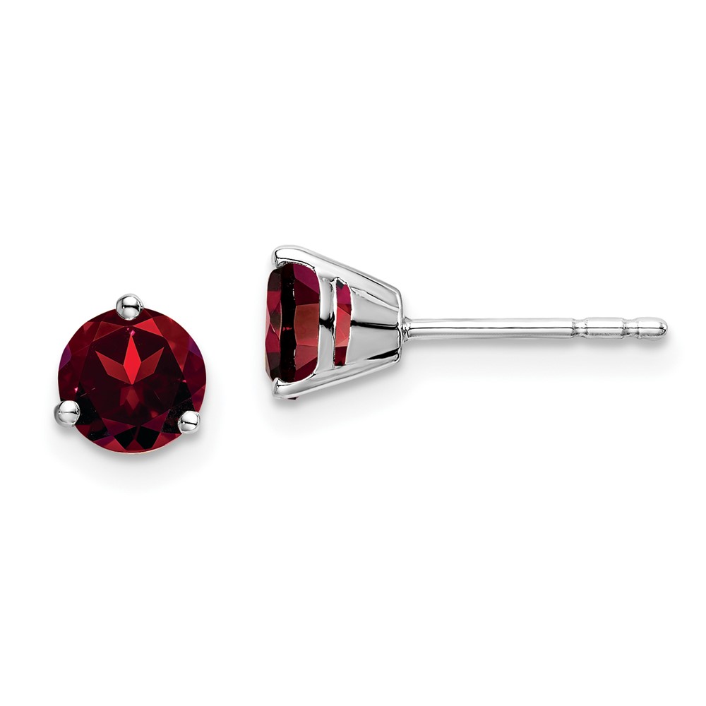 EM7098-GA-W.jpg 14k White Gold Round Garnet Earrings - Image 1