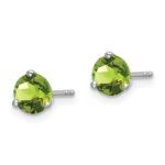 14k White Gold Round Peridot Earrings - Image 2