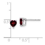 14k White Gold Heart Garnet Earrings - Image 4