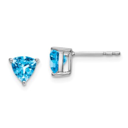 14k White Gold Trillion Blue Topaz Earrings