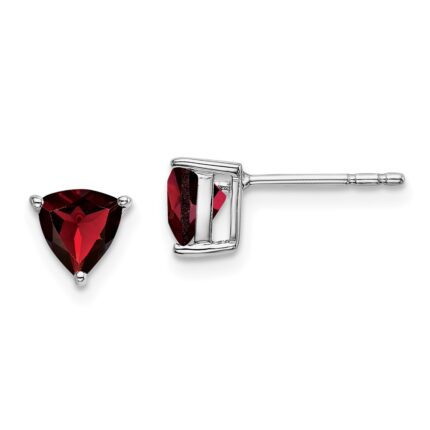 14k White Gold Trillion Garnet Earrings