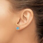 14k White Gold Square Blue Topaz Earrings - Image 3