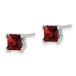 14k White Gold Square Garnet Earrings - Image 2