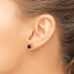 14k White Gold Square Garnet Earrings - Image 3