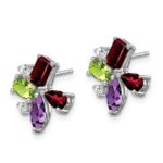 14k White Gold Amethyst/Peridot/Garnet/Diamond Earrings - Image 2
