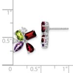 14k White Gold Amethyst/Peridot/Garnet/Diamond Earrings - Image 4