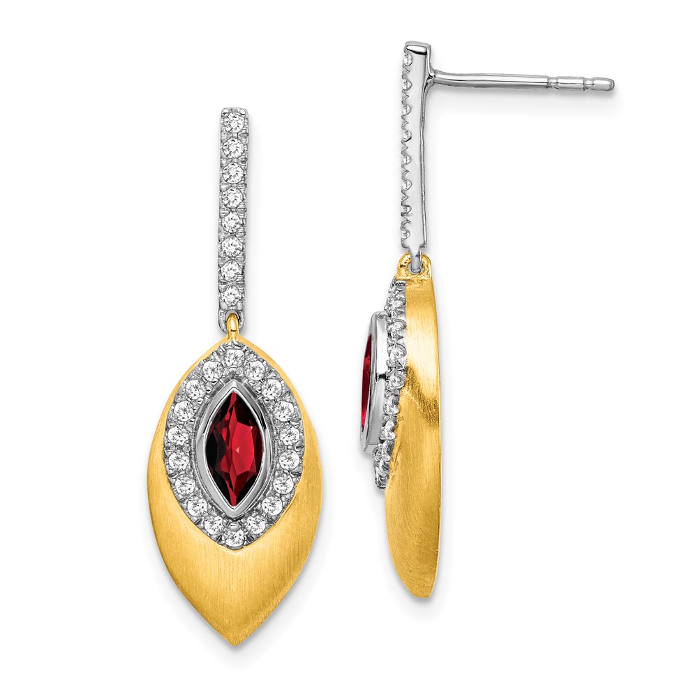 EM7132-GA-031-YWA.jpg 14k Two-tone Garnet and Diamond Dangle Earrings - Image 1