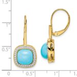 14k Turquoise and Diamond Leverback Earrings - Image 4