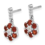 14k White Gold Garnet and Diamond Earrings - Image 2