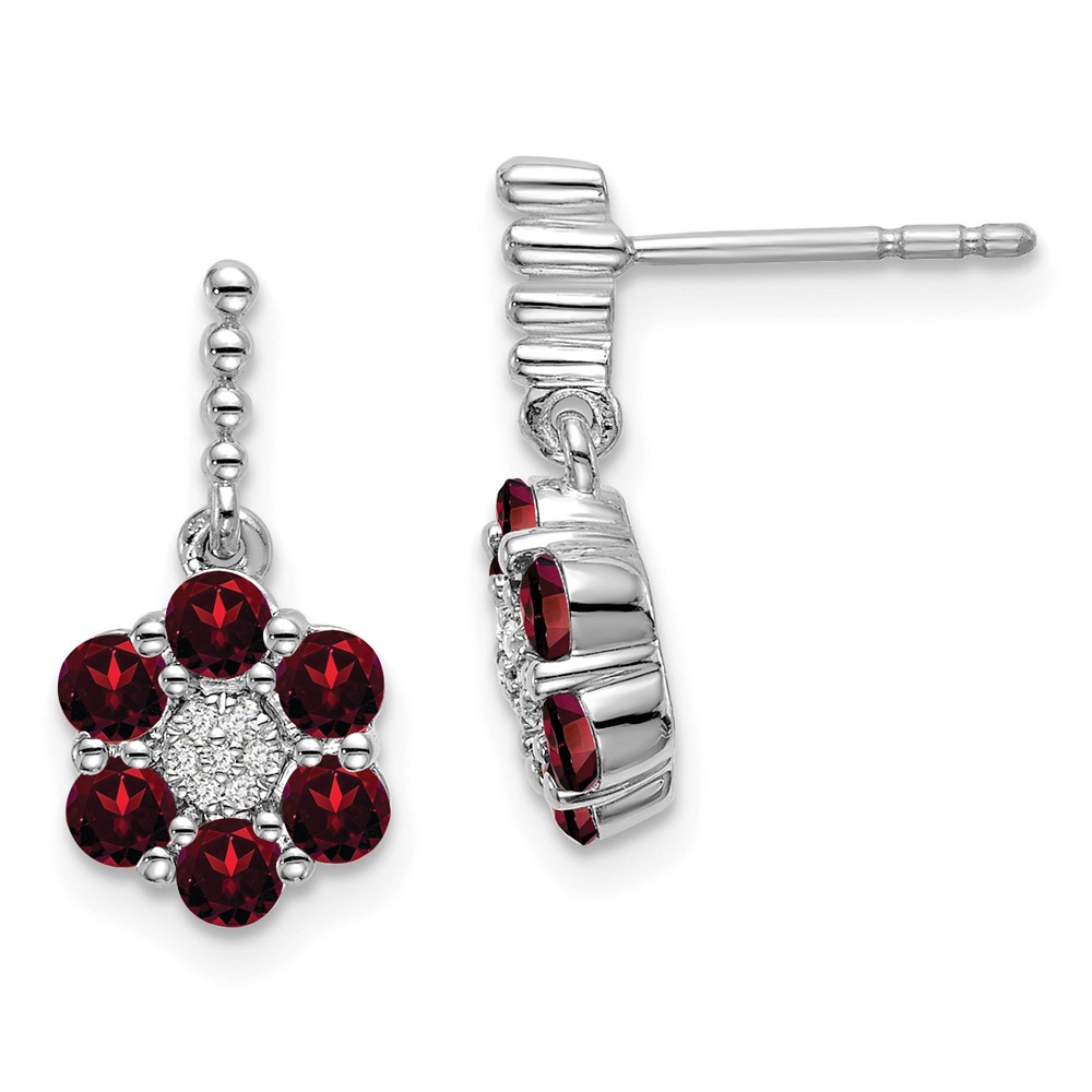 EM7191-GA-004-WA.jpg 14k White Gold Garnet and Diamond Earrings - Image 1