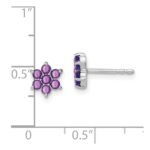 14k White Gold Amethyst Floral Post Earrings - Image 4