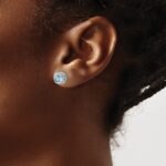 14k White Gold Cushion Blue Topaz Earrings - Image 3
