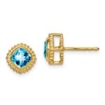 14k Cushion Blue Topaz Earrings